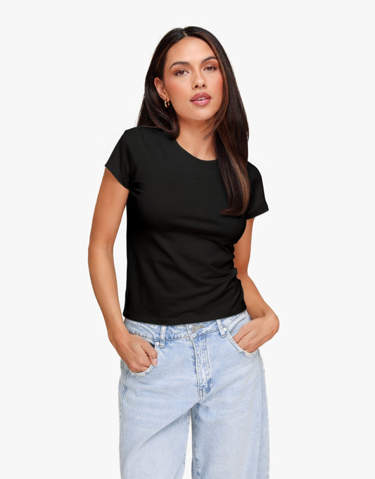 Zwarte O&K Achterkant Basic SS - Top - Olivia & Kate