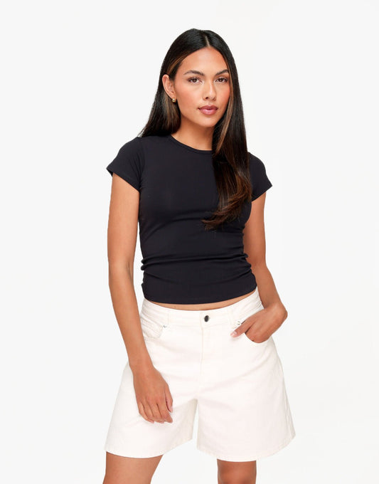Zwarte O&K Achterkant Basic SS - Top - Olivia & Kate