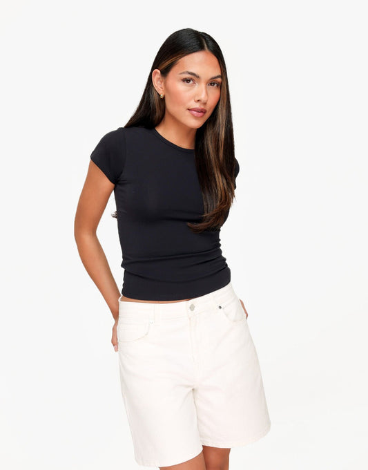 Zwarte O&K Achterkant Basic SS - Top - Olivia & Kate