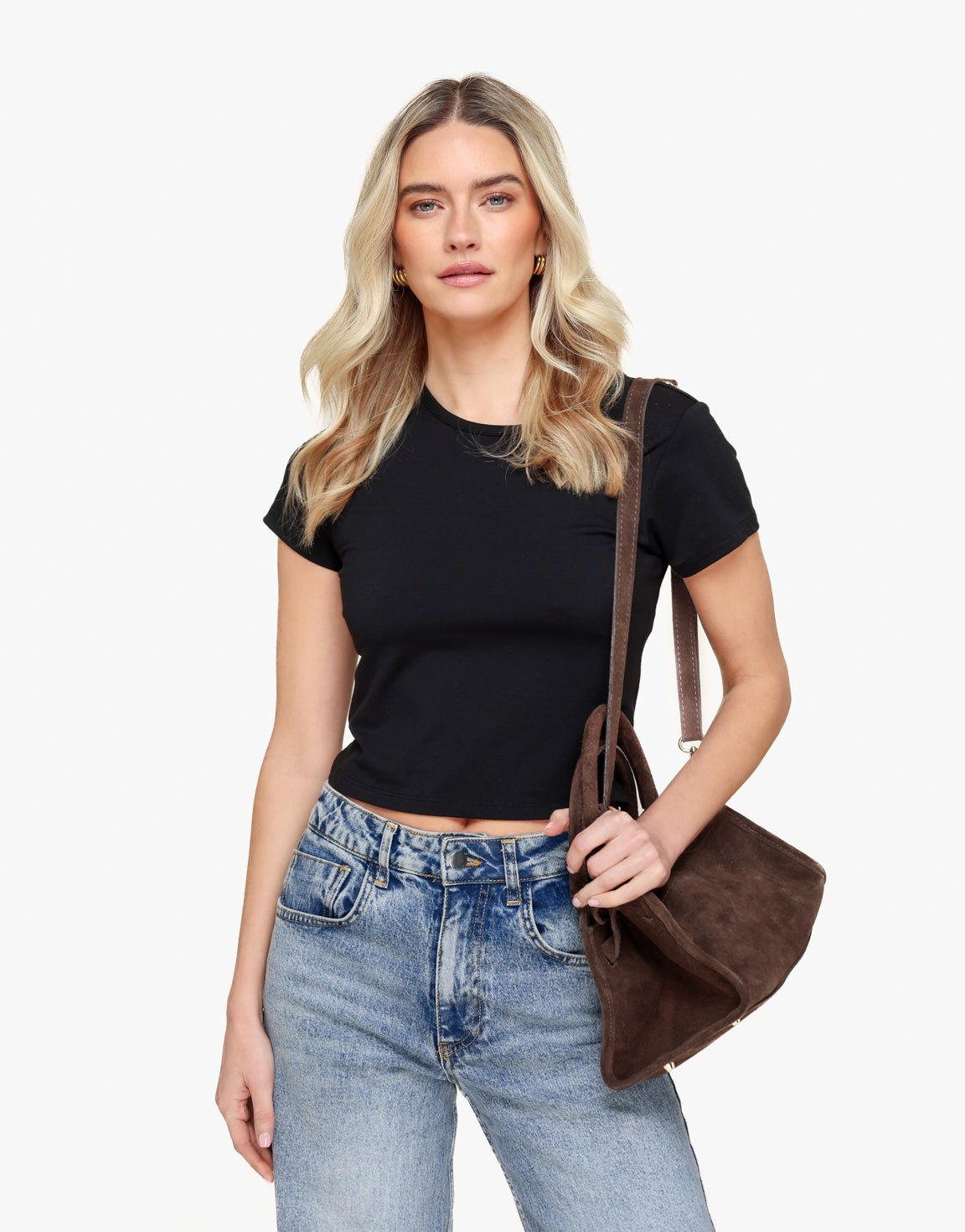 Zwarte O&K Basic Cropped SS - Top - Olivia & Kate