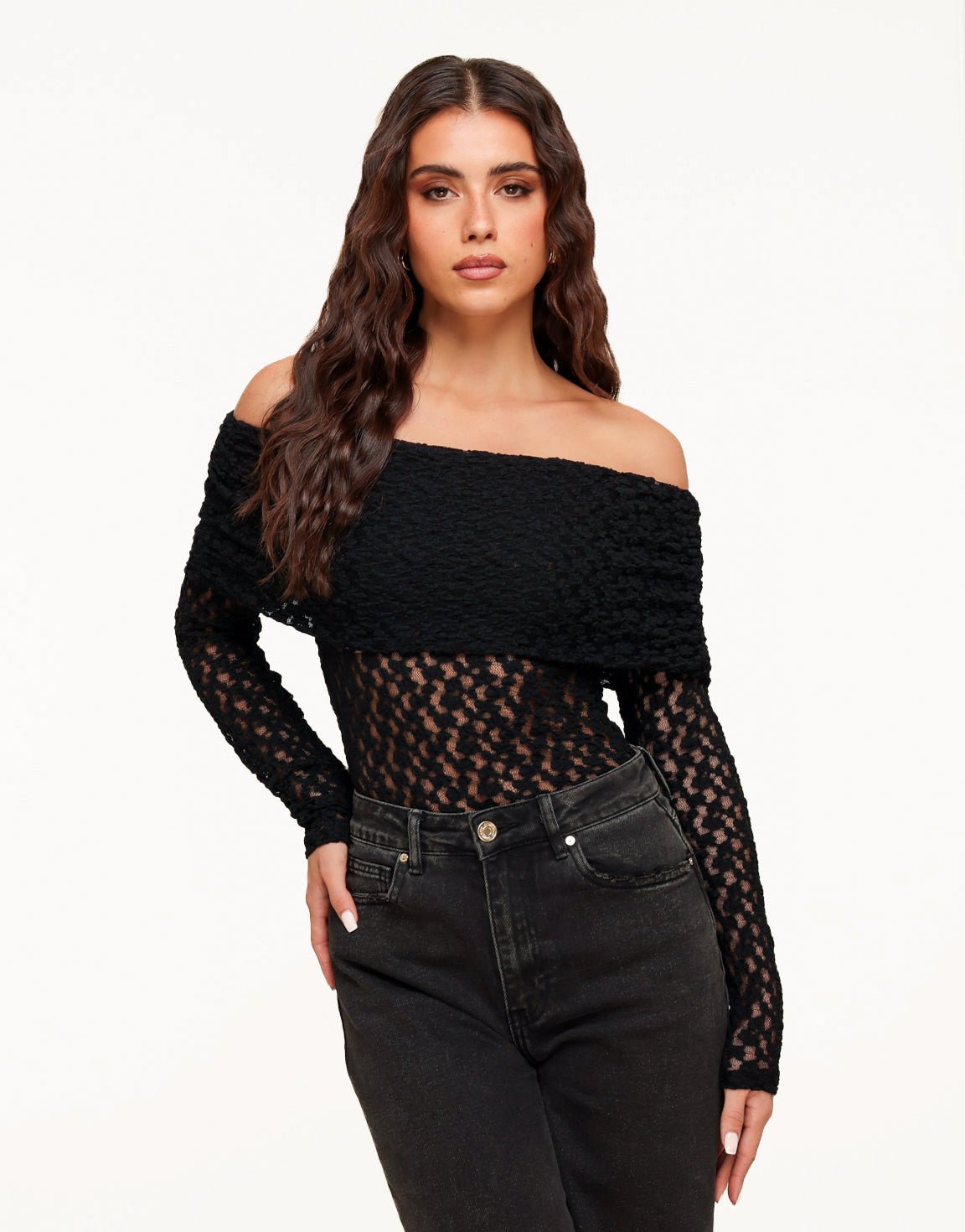 Zwarte Omgeslagen Off Shoulder - Top - Olivia & Kate