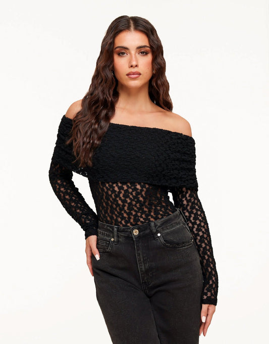 Zwarte Omgeslagen Off Shoulder - Top - Olivia & Kate