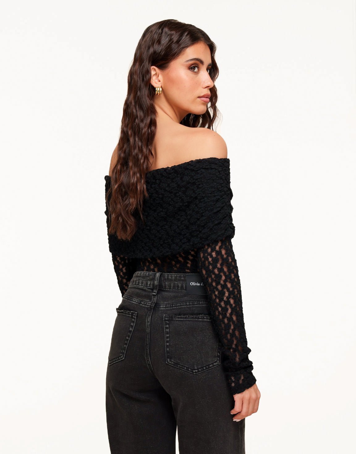 Zwarte Omgeslagen Off Shoulder - Top - Olivia & Kate