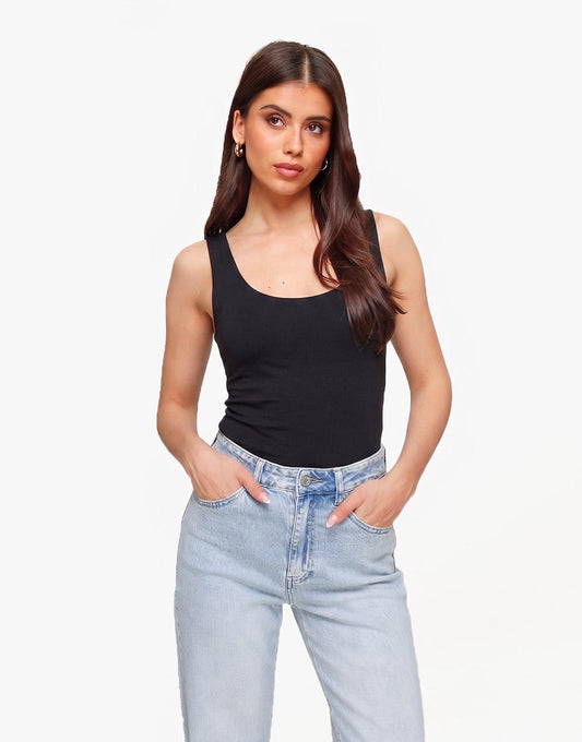 Zwarte Omkeerbare Mouwloze Basic - Top - Olivia & Kate