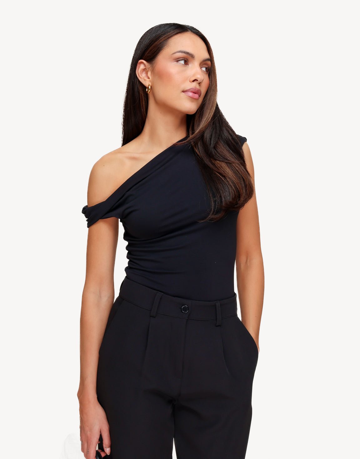 Zwarte One Shoulder Mouwloze - Top - Olivia & Kate