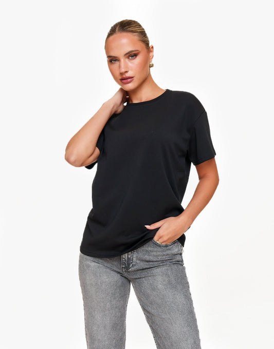 Zwarte Oversized Basic SS - T-shirt - Olivia & Kate