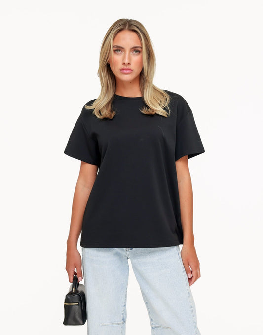 Zwarte Oversized Basic SS - T-shirt - Olivia & Kate