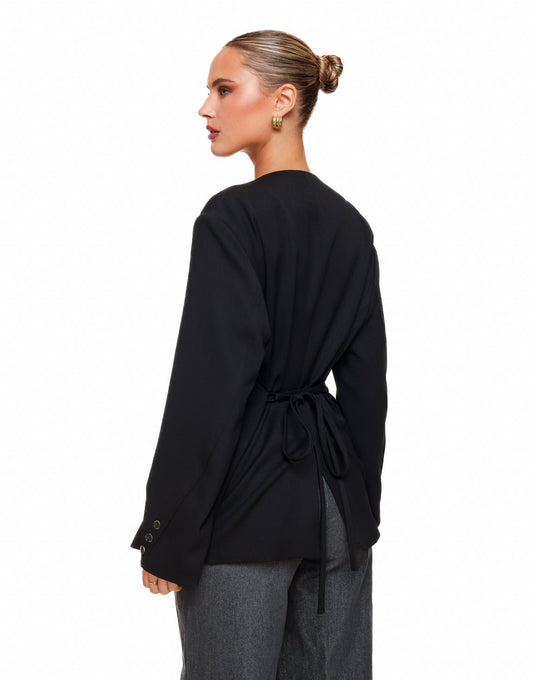 Zwarte Oversized Wikkel - Blazer - Olivia & Kate