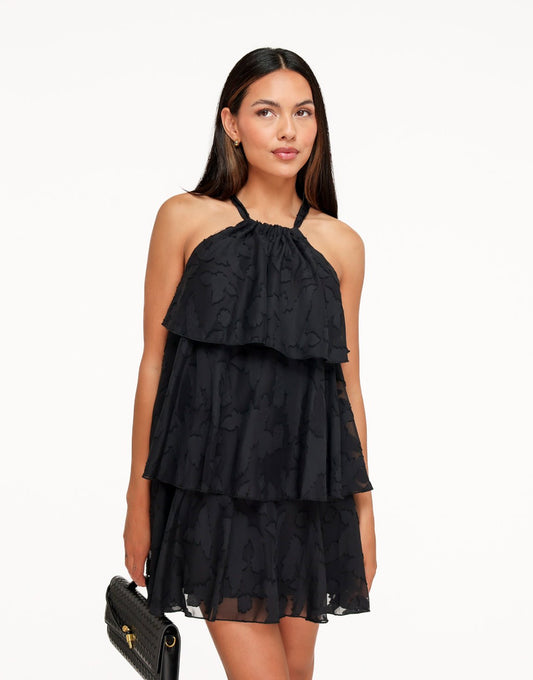 Zwarte Patroon Ruffel - Jurk - Olivia & Kate