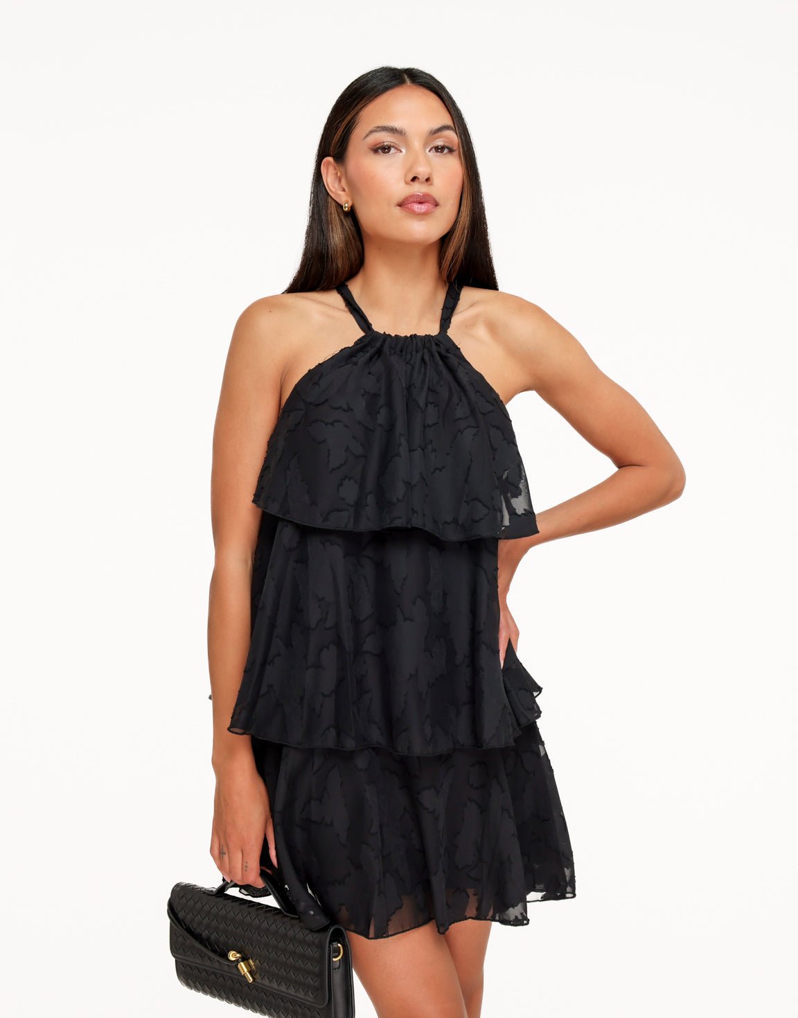 Zwarte Patroon Ruffel - Jurk - Olivia & Kate