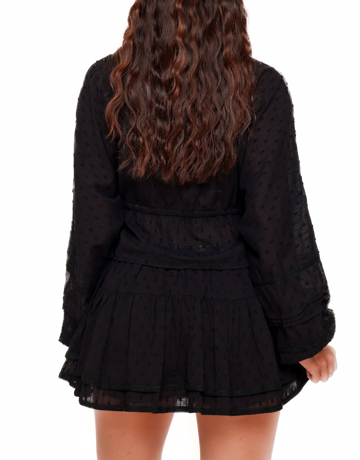 Zwarte Petite Ruffel V - hals - Set - Olivia & Kate