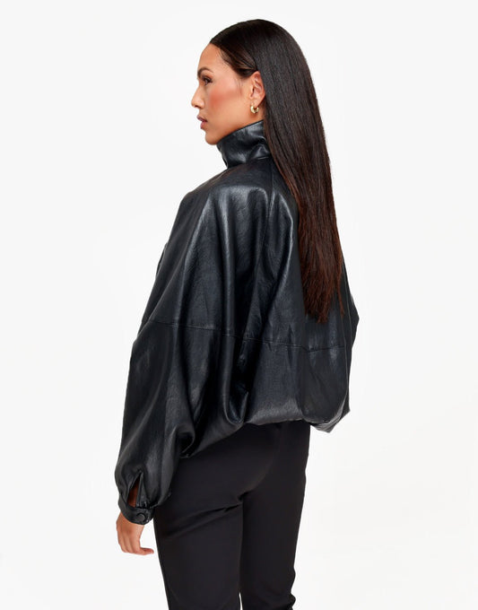 Zwarte PU Leren Oversized - Jas - Olivia & Kate