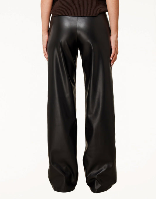 Zwarte PU Leren Wijde Naden - Broek - Olivia & Kate