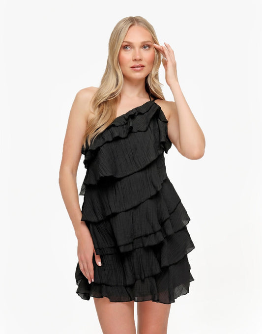 Zwarte Ruffel - Jurk - Olivia & Kate