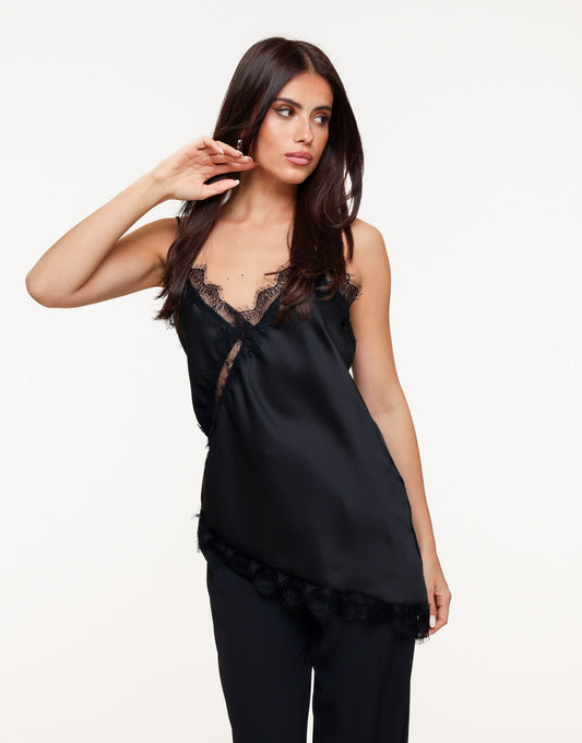 Zwarte Satijnen Kant - Top - Olivia & Kate