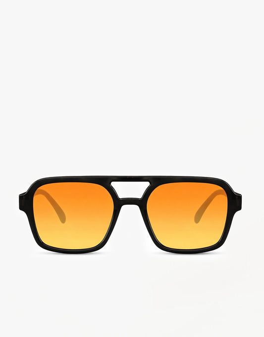 Zwarte Statement Oranje Glazen - Zonnebril - Olivia & Kate