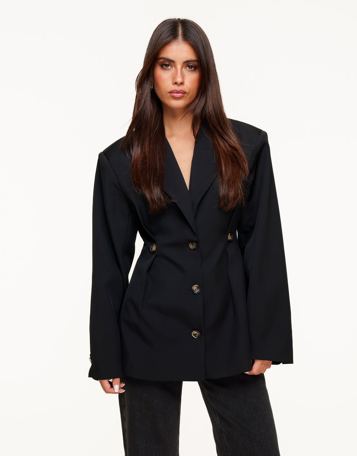 Zwarte Stevige Classic Detail - Blazer - Olivia & Kate