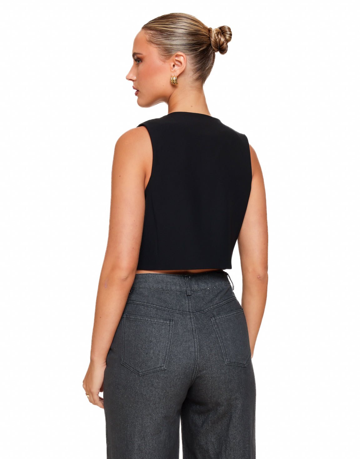 Zwarte STUDIO V - hals - Gilet - Olivia & Kate