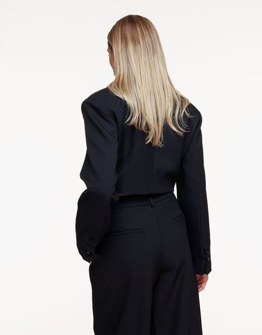 Zwarte V - hals Cropped Mid Waisted - Set - Olivia & Kate