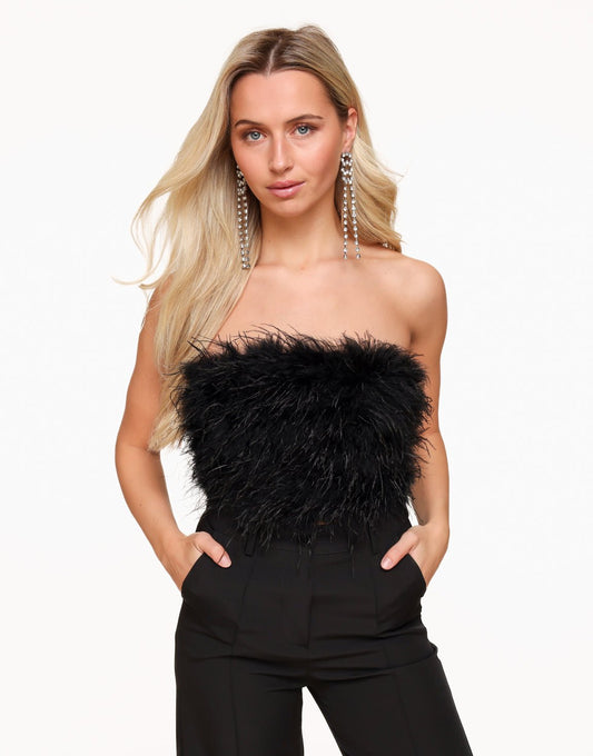 Zwarte Veren Strapless - Top - Olivia & Kate