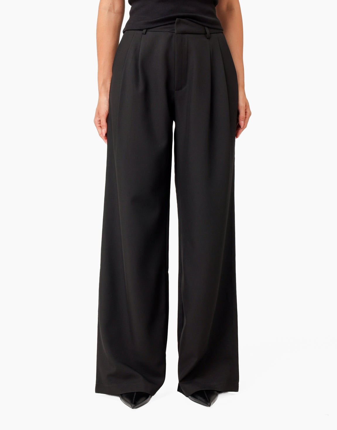 Zwarte Wijde Pasvorm - Pantalon - Olivia & Kate