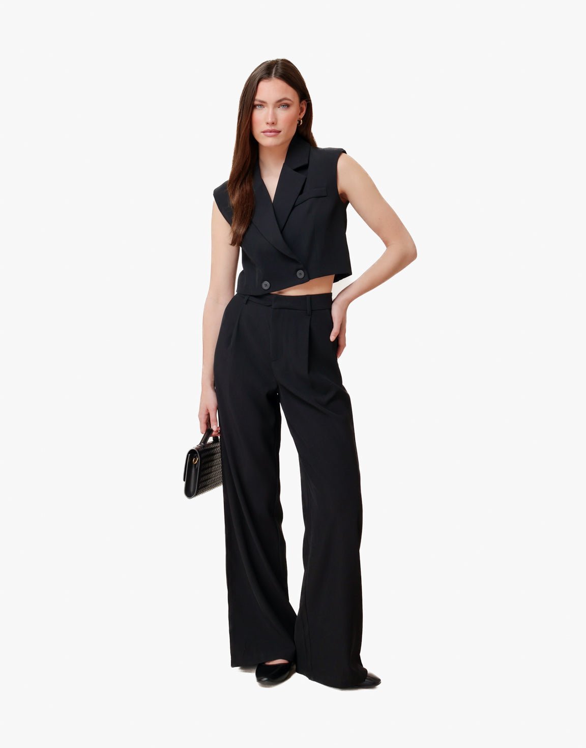 Zwarte Zomerse Classic Mouwloze Cropped - Top - Olivia & Kate