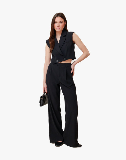 Zwarte Zomerse Classic Mouwloze Cropped - Top - Olivia & Kate