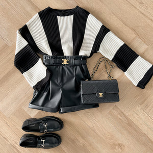 Black Vertical Striped LS - Sweater