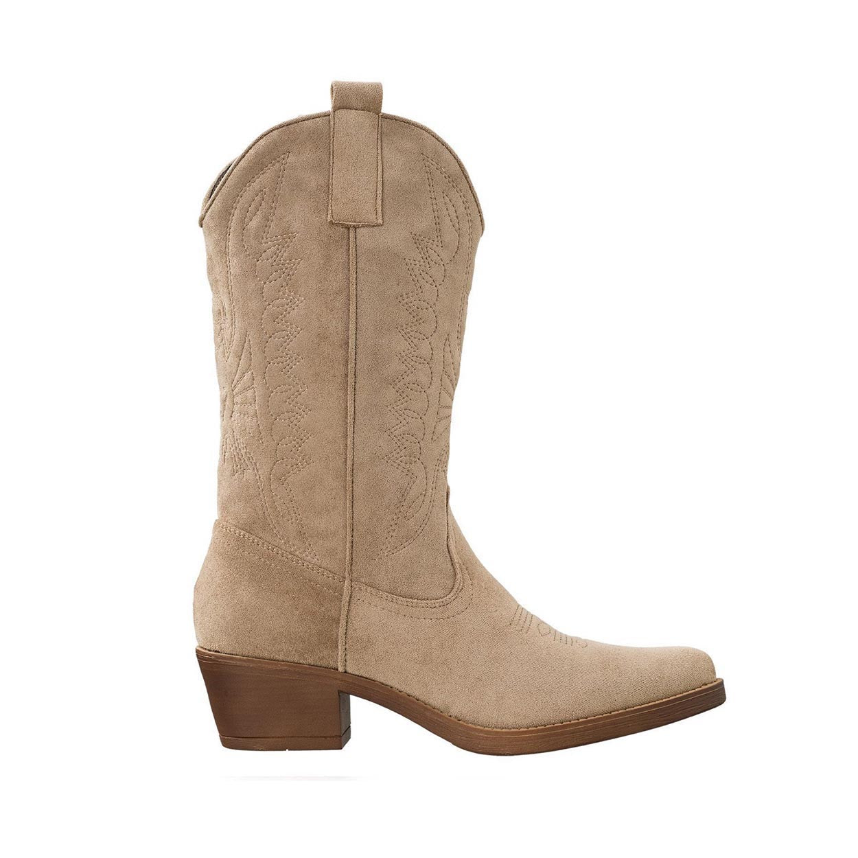Taupe Suede Cowboy - Laarzen - Olivia & Kate